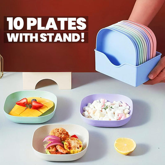 10 Pcs Multi-function Spit Bone Plate Set Household Food Grade Plastic Elliptical Plate Set