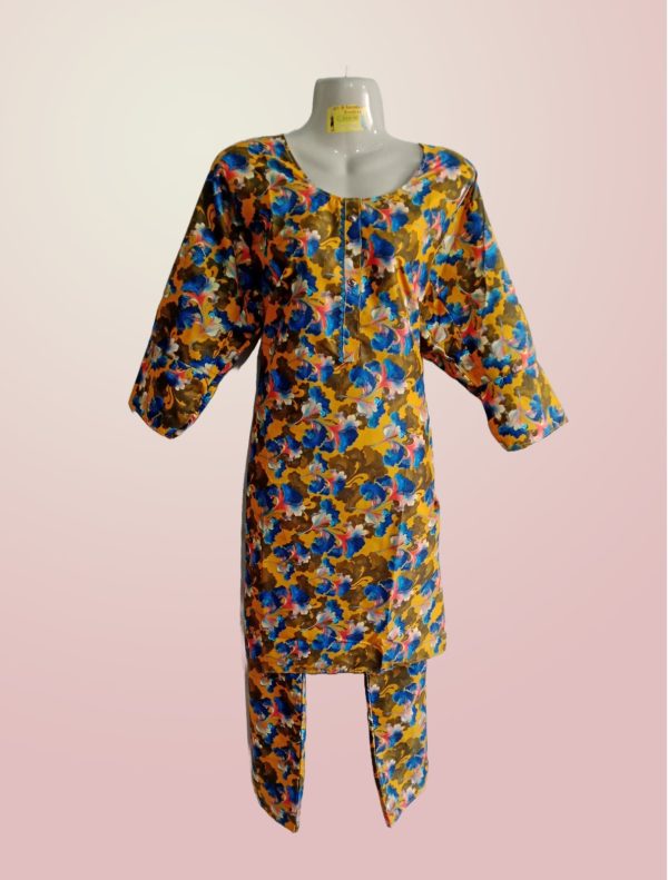 Women’s Floral Printed Two-piece Stitched Suit – Kurta And Pajama Set | Comfortable & Stylish Casual Wear